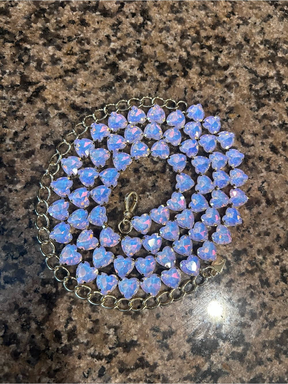 Purple Opal sweetheart Reverie Necklace - Iridescent Purple Hearts - Feed Me Gem